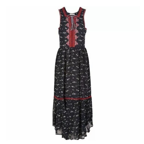 ULLA JOHNSON Leena Silk Embroidered Floral
Printed Midi Boho Dress, Black Size 4 - Picture 3 of 12